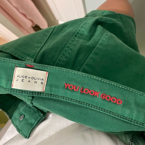 Alice & Olivia High Rise Skinny Jean in “Basil” - Picture 5 of 6